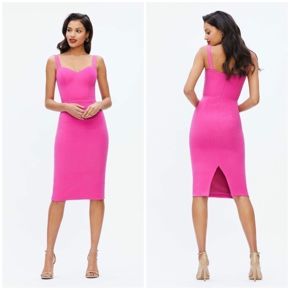 DRESS THE POPULATION Nicole Modern Fuchsia Cocktail Dress